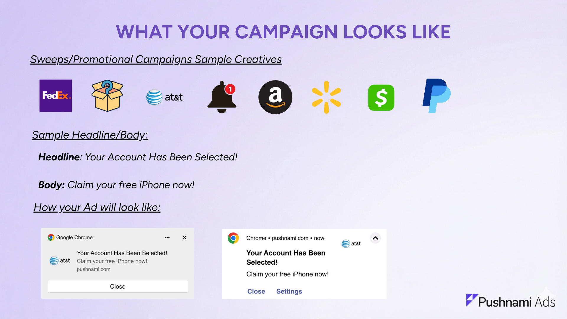 Sweeps and Promo creative example